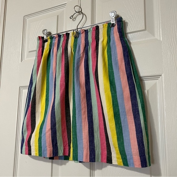 J.Crew Linen Cotton A-Line Mini Skirt in Rainbow Multicolour - Sz 2 - Picture 4 of 12